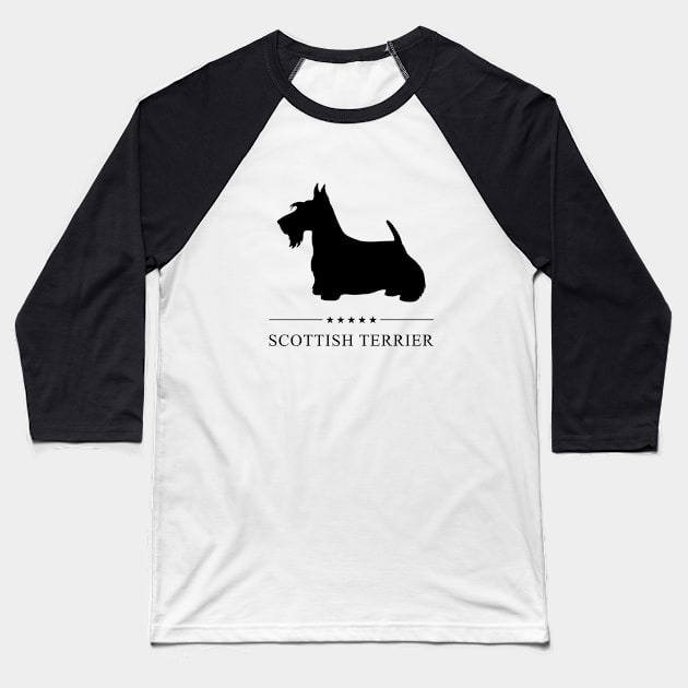 Scottish Terrier Black Silhouette Baseball T-Shirt by millersye